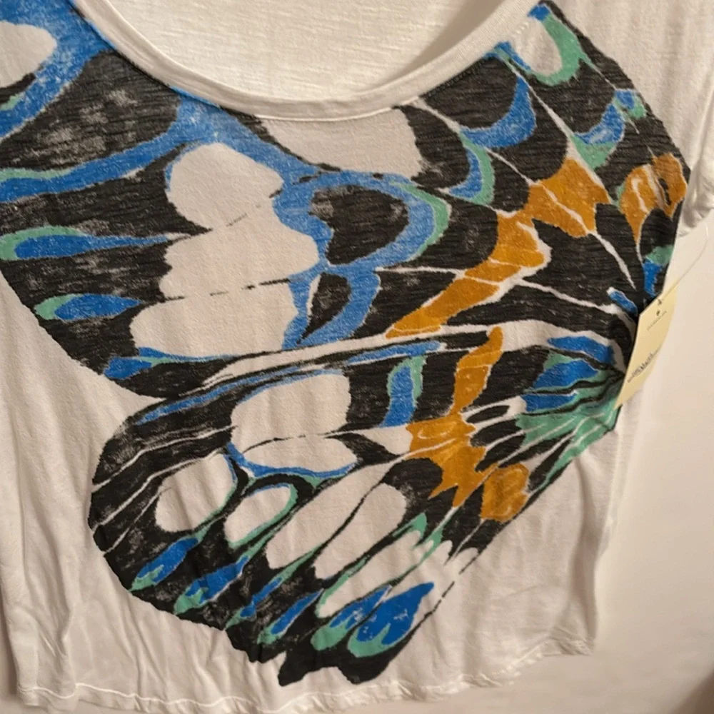 NWT Lucky Brand White Tee with Butterfly Design M soft - Picture 2 of 8
